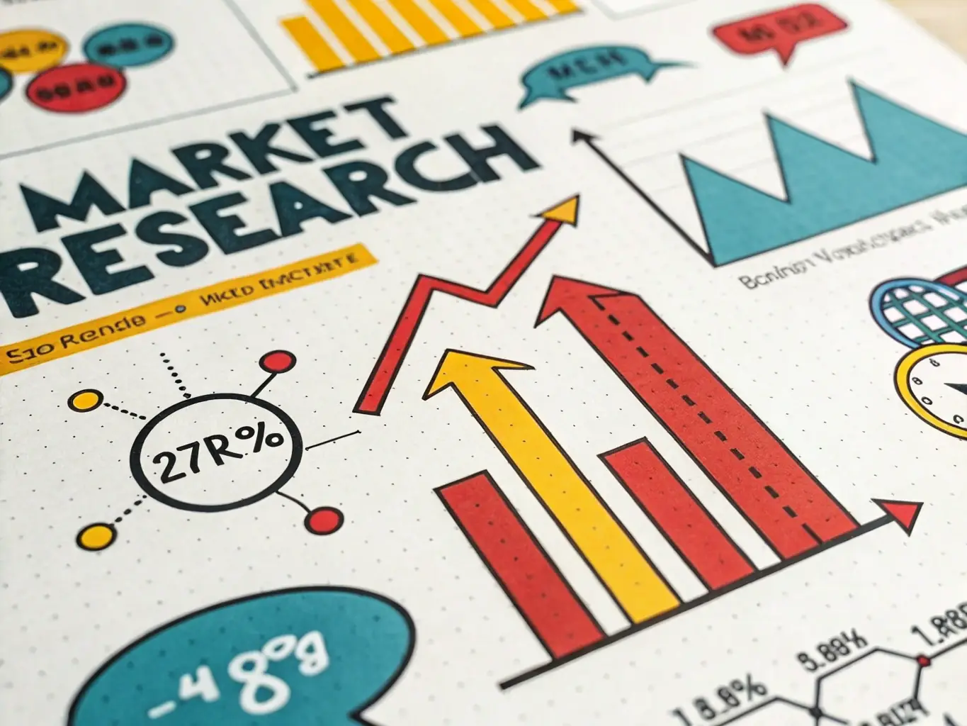 A graphic showing market analysis data and charts, representing the depth and insights provided by Continental Market LLC's market research services.